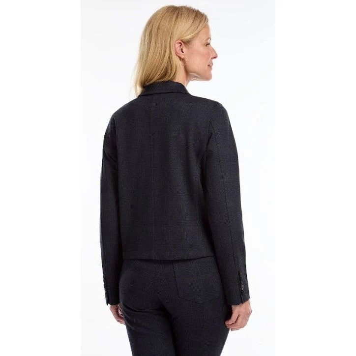 FDJ French Dressing Navy Check Cropped Blazer (1110459) - Image 5