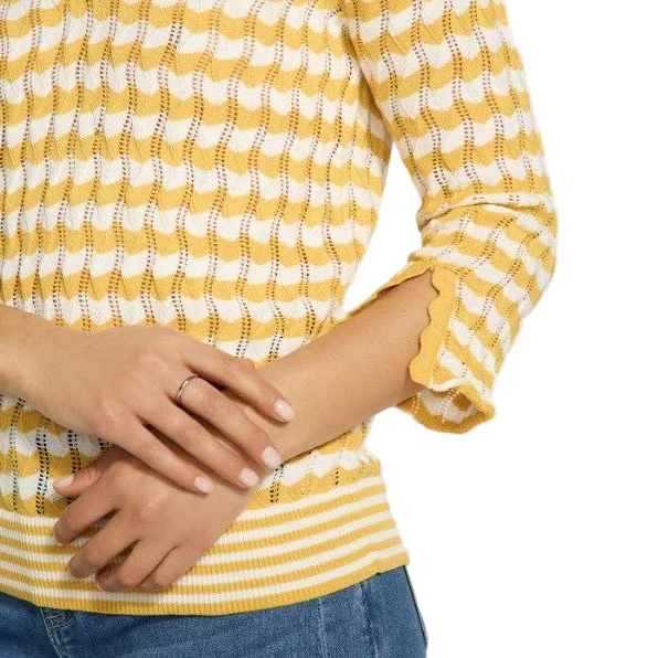 FDJ French Dressing Yellow Stripe Polo Sweater - Image 4