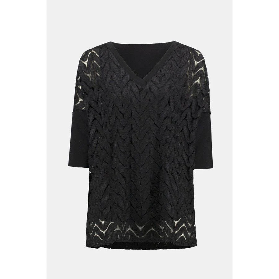 Joseph Ribkoff Woven Texture Tunic (234232-11) BLK - Image 4