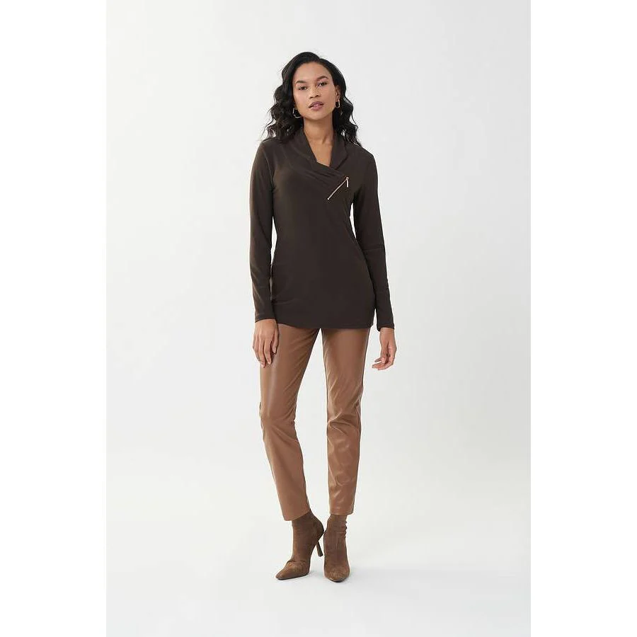 Joseph Ribkoff Zip Accent Tunic (223203-3799) MOCHA - Image 3